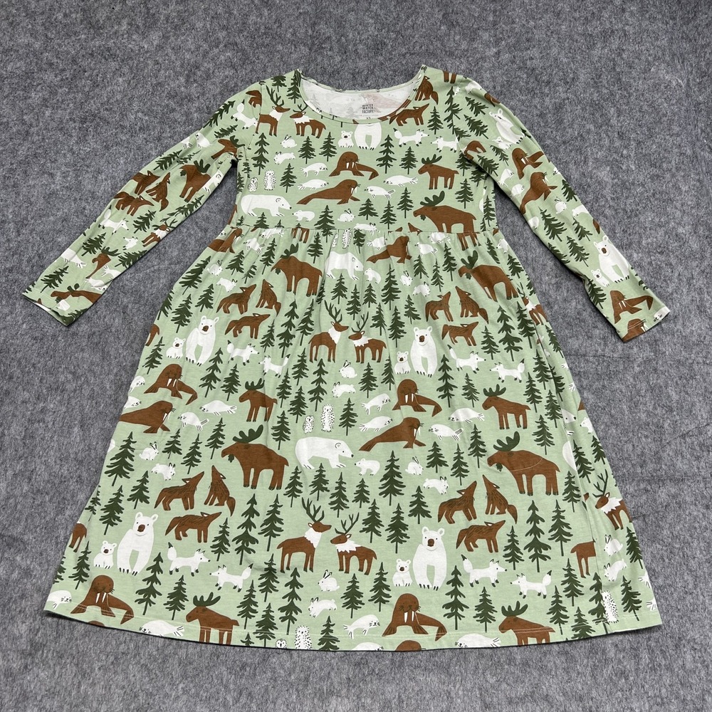 Winter Water Factory Dress Womens XS Animal Print Organic Cotton Long Sleeve